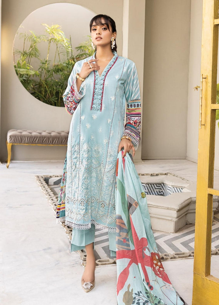 Florent Embroidered Lawn Suits Unstitched 3 Piece FL22S FL-10B - Summer Collection