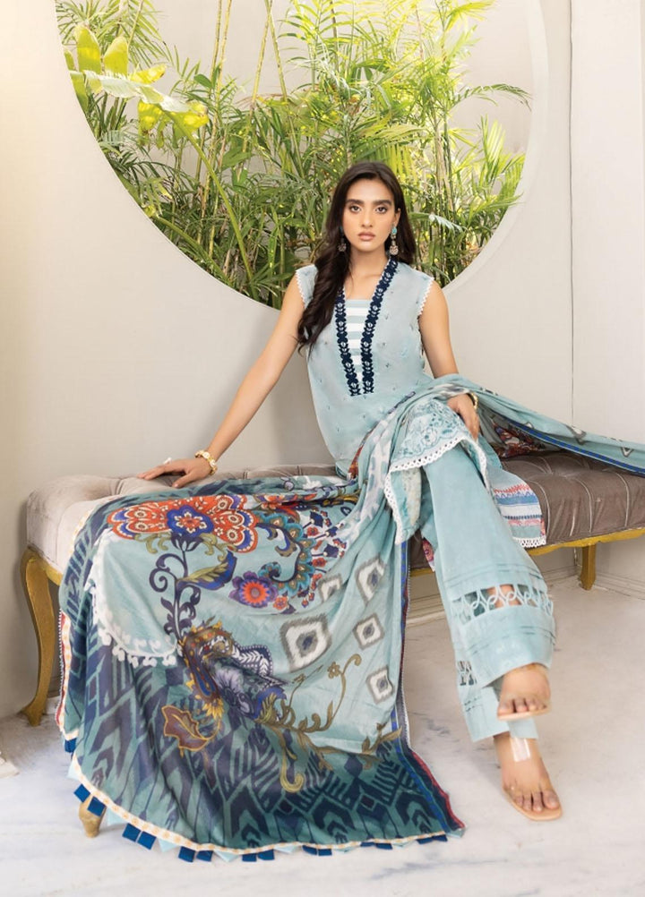 Florent Embroidered Lawn Suits Unstitched 3 Piece FL22S FL-6B - Summer Collection