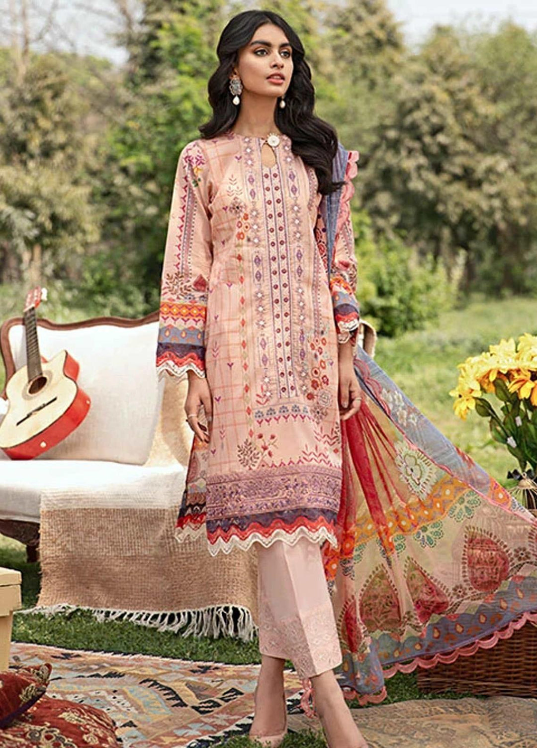 Florent Embroidered Lawn Suits Unstitched 3 Piece F21SV FL-05 - Summer Collection
