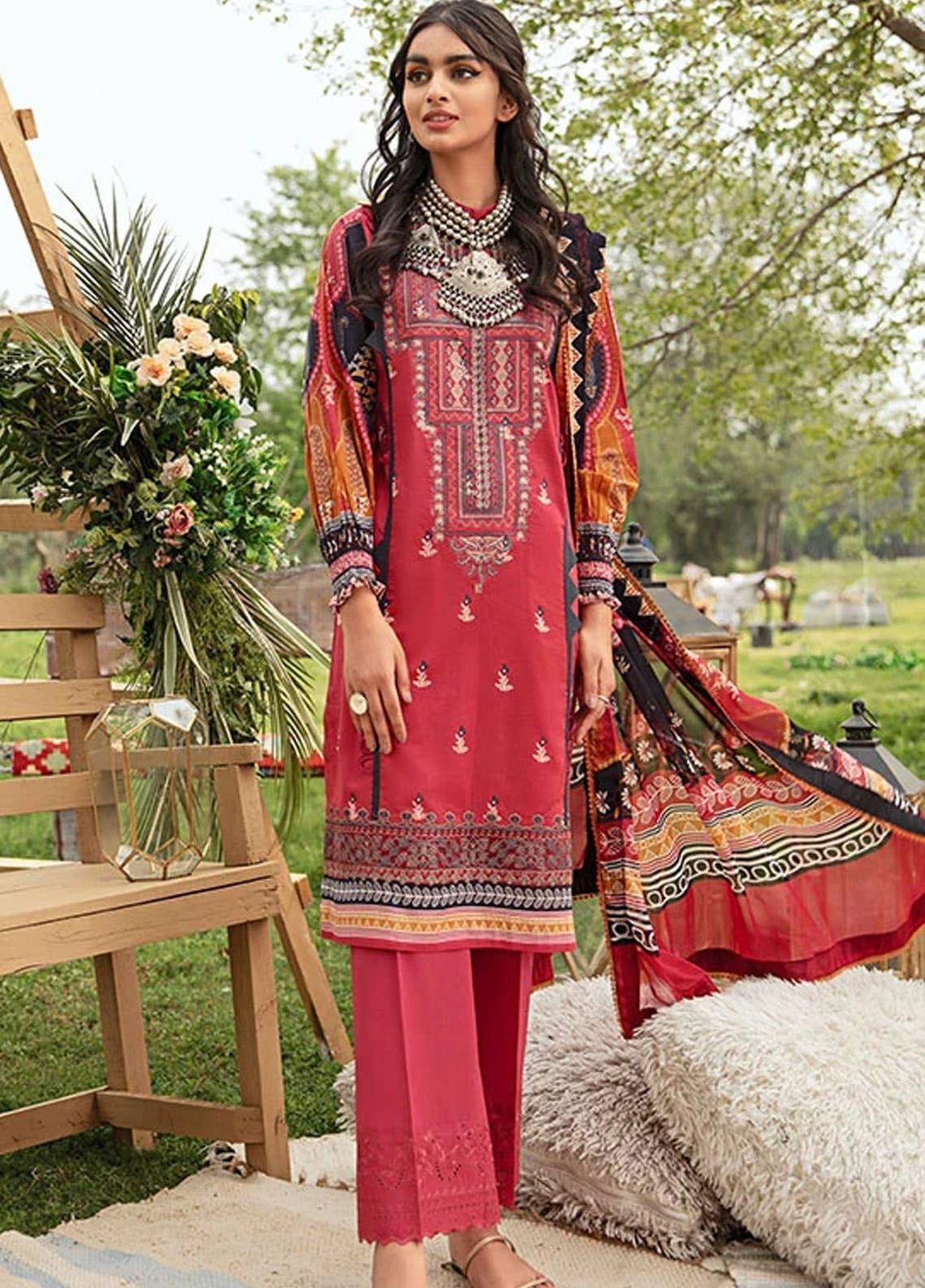 Florent Embroidered Lawn Suits Unstitched 3 Piece F21SV FL-13 - Summer Collection