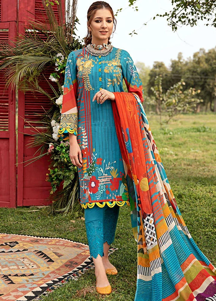 Florent Embroidered Lawn Suits Unstitched 3 Piece F21SV FL-14 - Summer Collection