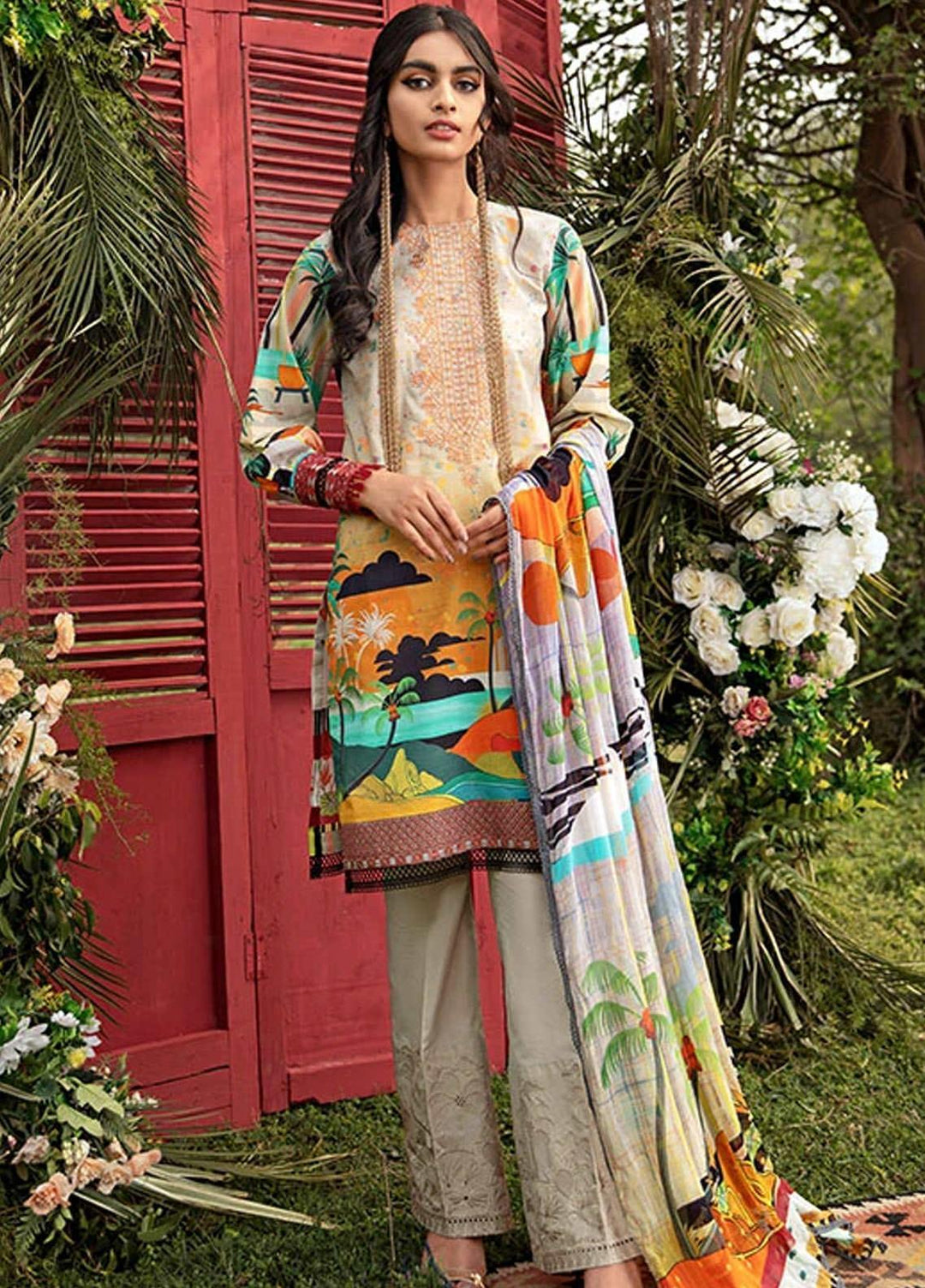 Florent Embroidered Lawn Suits Unstitched 3 Piece F21SV FL-16 - Summer Collection