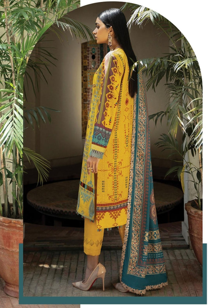 Florent Embroidered Slub Linen Suits Unstitched 3 Piece FL21TS FL-01-A - Winter Collection