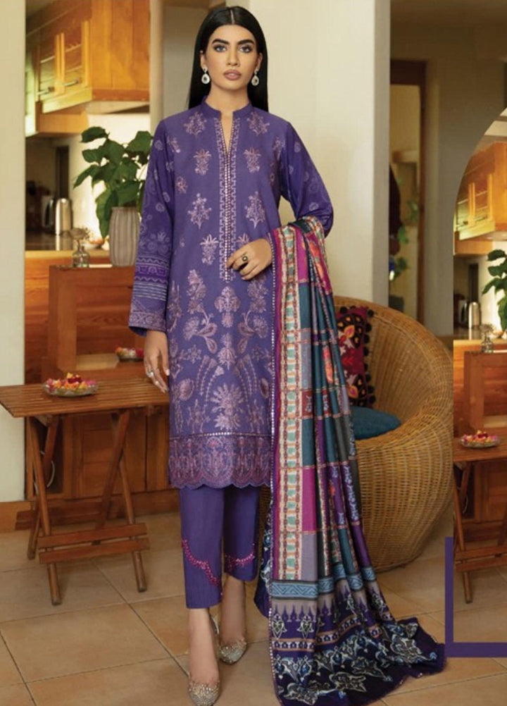 Florent Embroidered Slub Linen Suits Unstitched 3 Piece FL21TS FL-03-B - Winter Collection