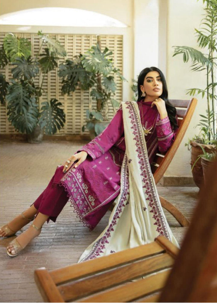 Florent Embroidered Slub Linen Suits Unstitched 3 Piece FL21TS FL-04-B - Winter Collection
