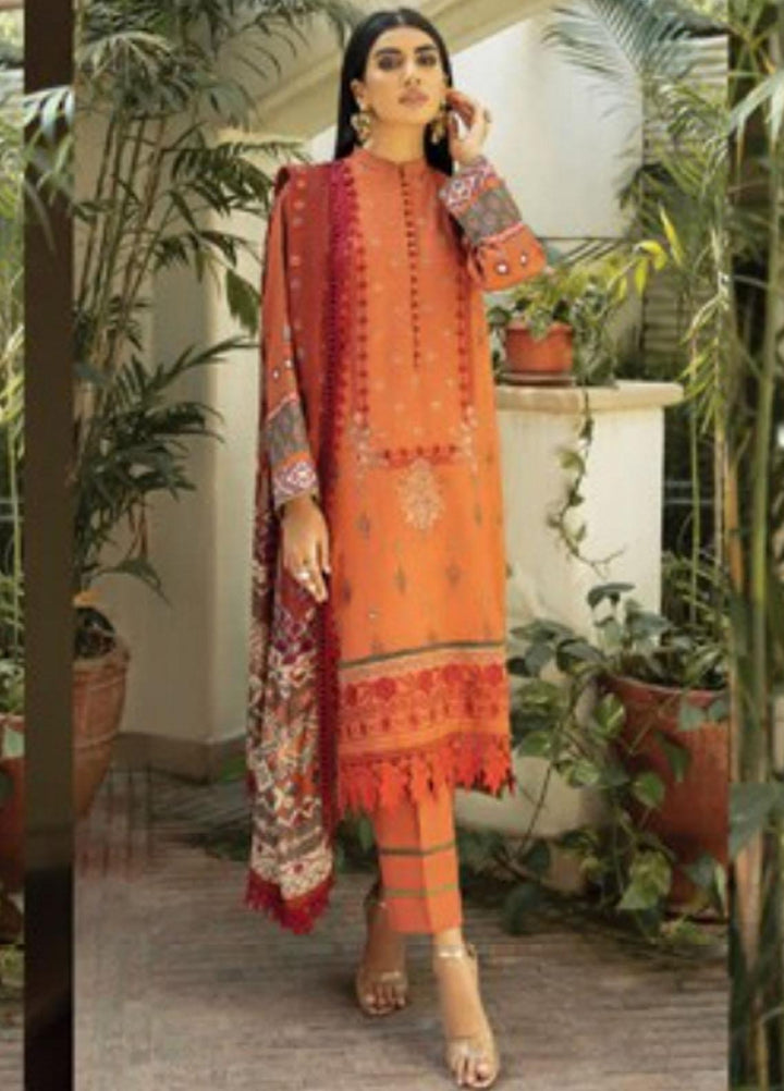 Florent Embroidered Slub Linen Suits Unstitched 3 Piece FL21TS FL-05-A - Winter Collection