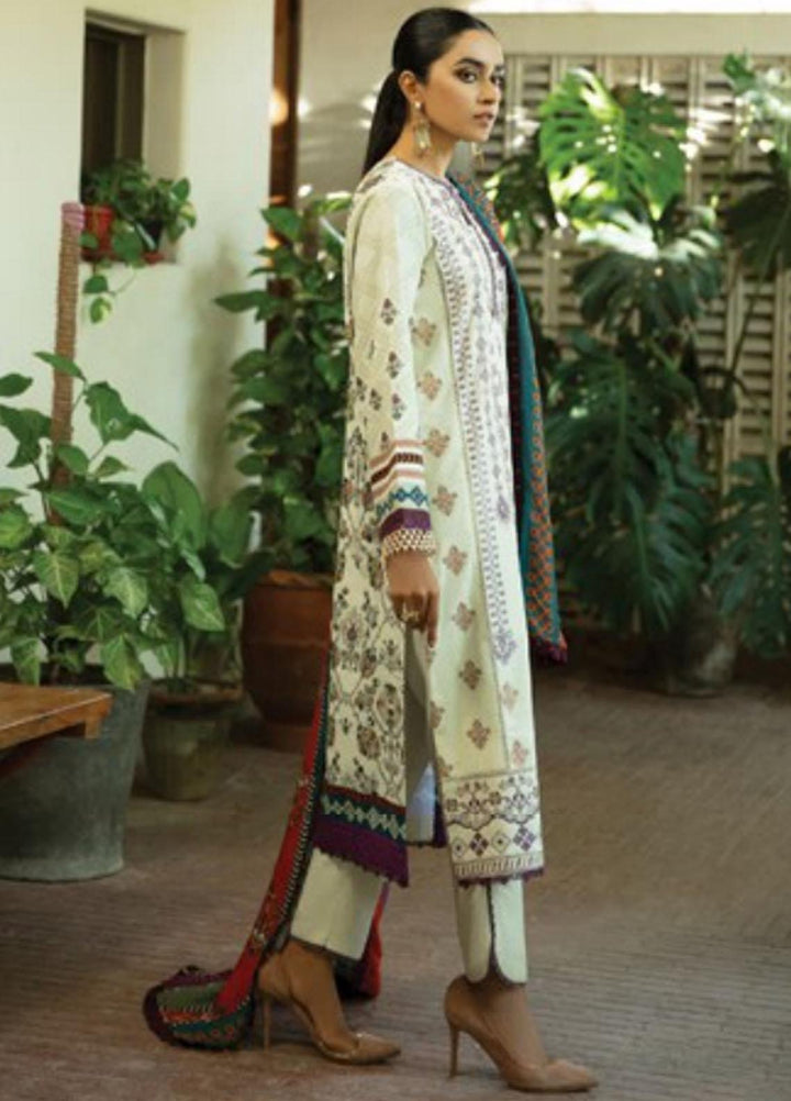 Florent Embroidered Slub Linen Suits Unstitched 3 Piece FL21TS FL-07-B - Winter Collection