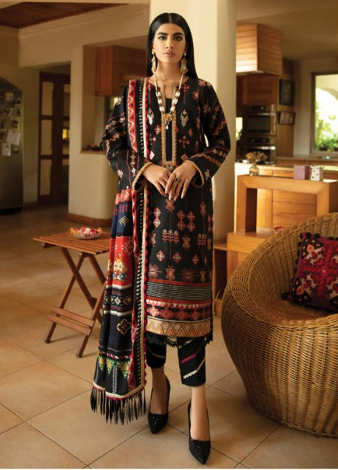 Florent Embroidered Slub Linen Suits Unstitched 3 Piece FL21TS FL-08-A - Winter Collection