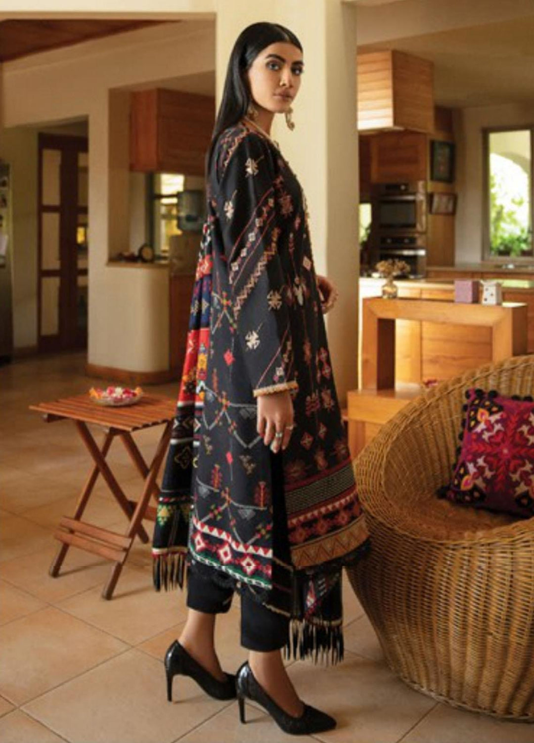 Florent Embroidered Slub Linen Suits Unstitched 3 Piece FL21TS FL-08-A - Winter Collection