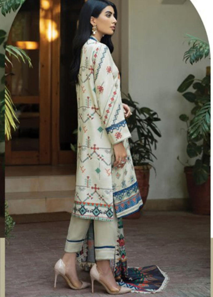 Florent Embroidered Slub Linen Suits Unstitched 3 Piece FL21TS FL-08-B - Winter Collection