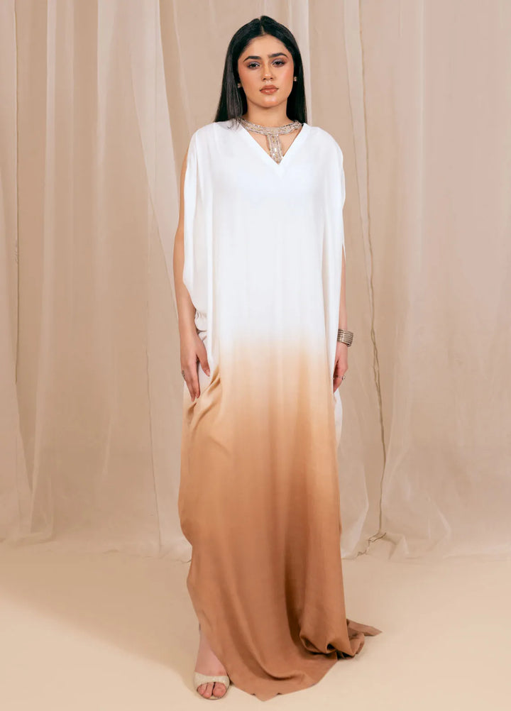Fozia Khalid Luxury Pret Raw Silk Kaftan Ombre Whisper