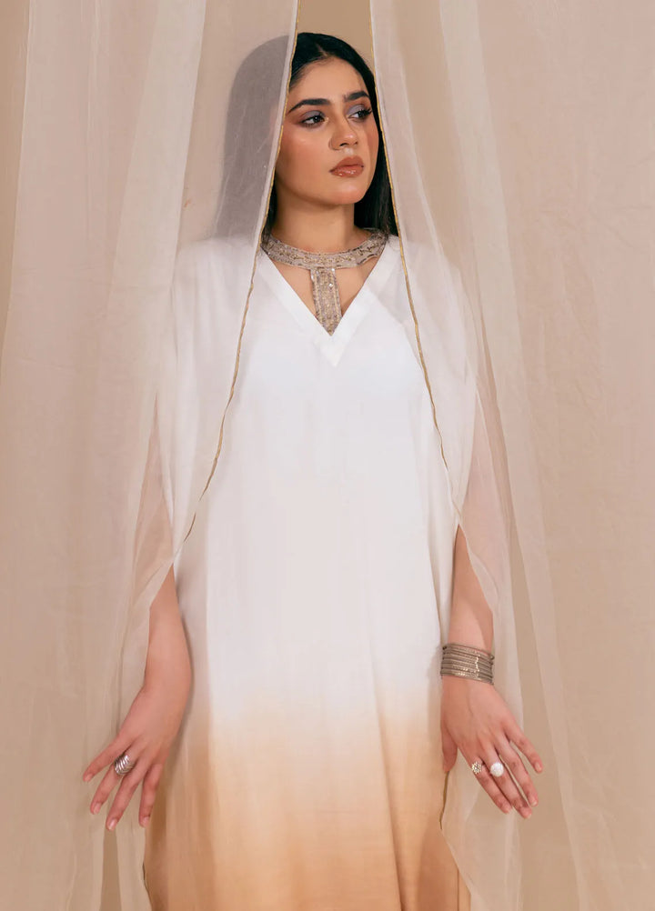 Fozia Khalid Luxury Pret Raw Silk Kaftan Ombre Whisper
