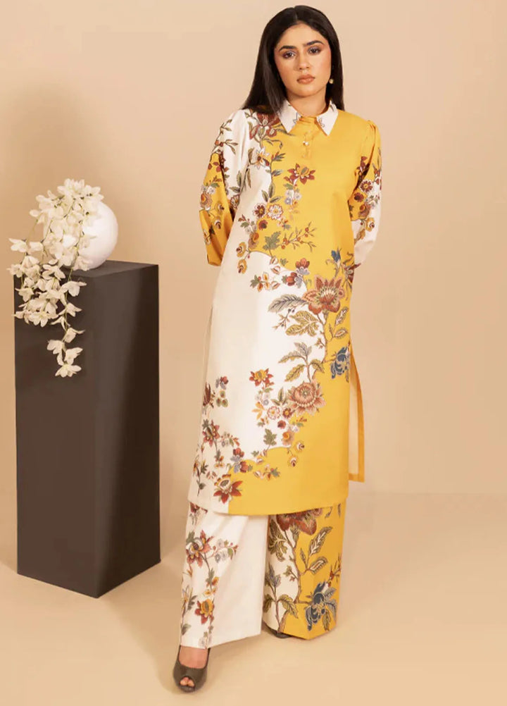 Fozia Khalid Pret Casual Khaadi Silk 2 Piece Suit Celestine