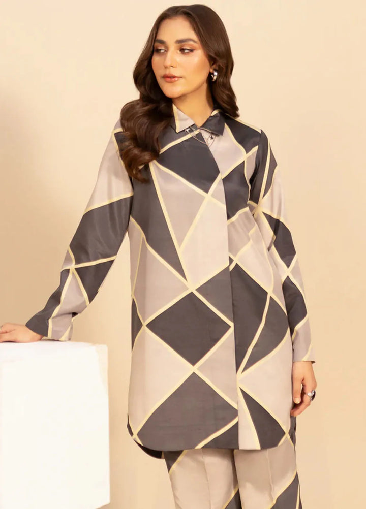 Fozia Khalid Pret Casual Khaadi Silk 2 Piece Suit Orion