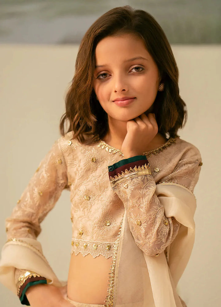 Fozia Khalid Pret Embroidered Organza 3 Piece Suit For Kids Dilara