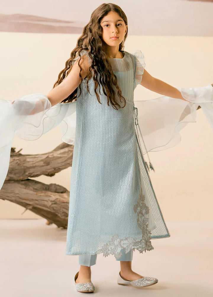 Fozia Khalid Pret Embroidered Organza 3 Piece Suit For Kids Yesra