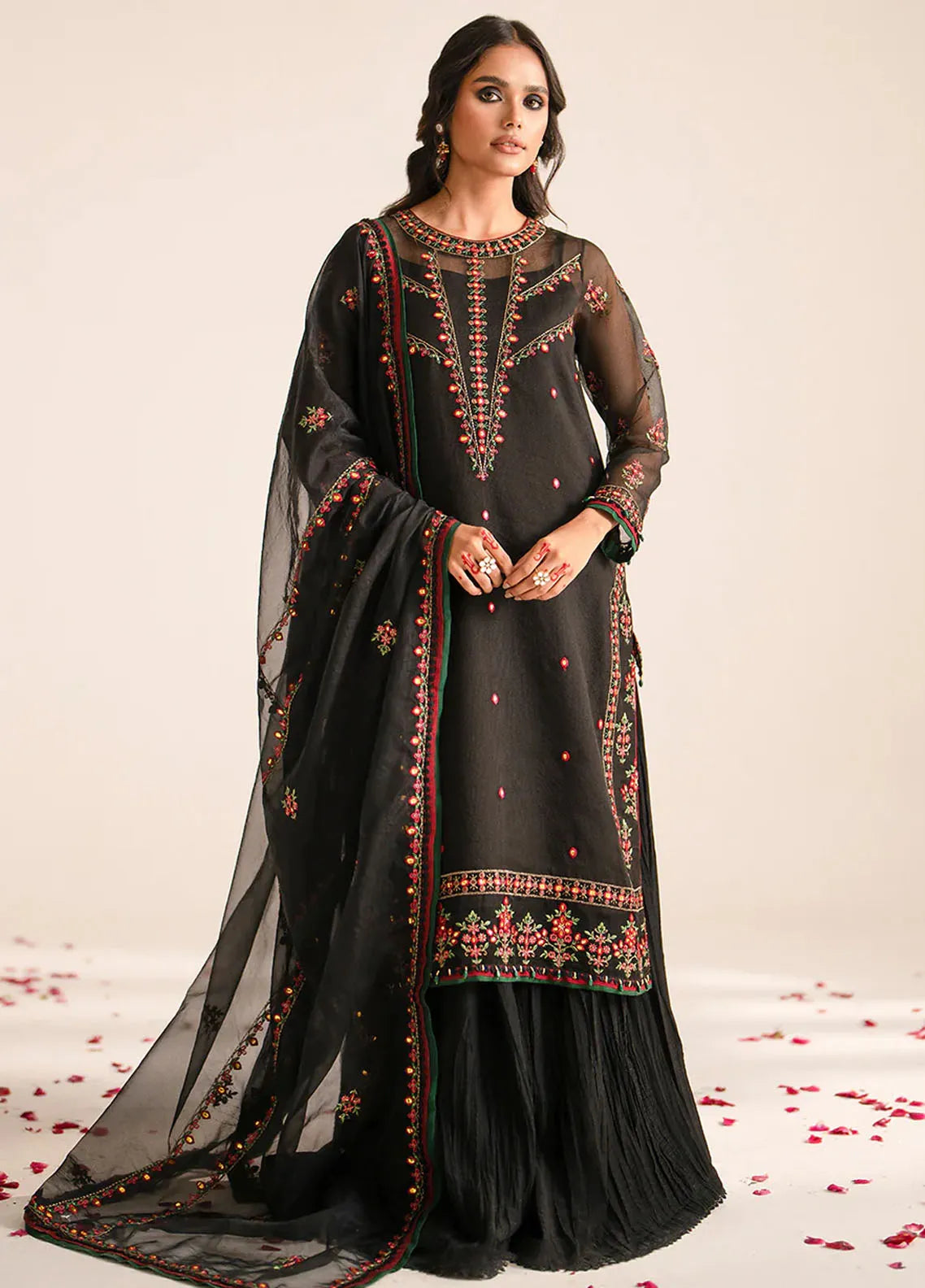 Fozia Khalid Pret Embroidered Organza 3 Piece Suit Zeba  Sanaulla Store