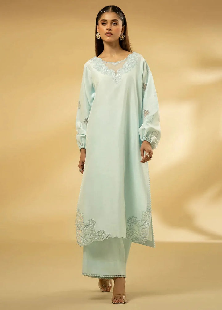 Fozia Khalid Pret Embroidered Raw Silk 3 Piece Suit Celestial Serenity