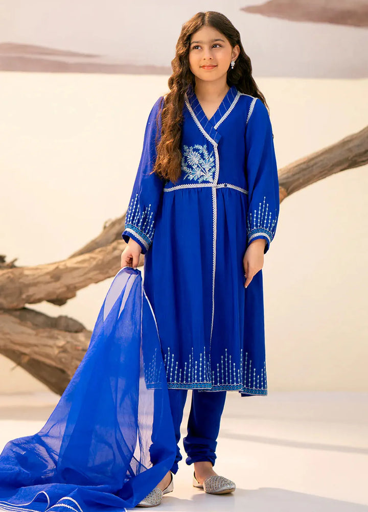 Fozia Khalid Pret Embroidered Raw Silk 3 Piece Suit For Kids Haniya