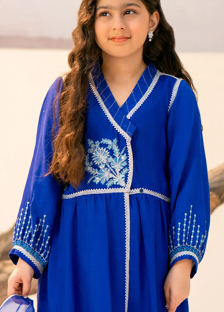 Fozia Khalid Pret Embroidered Raw Silk 3 Piece Suit For Kids Haniya