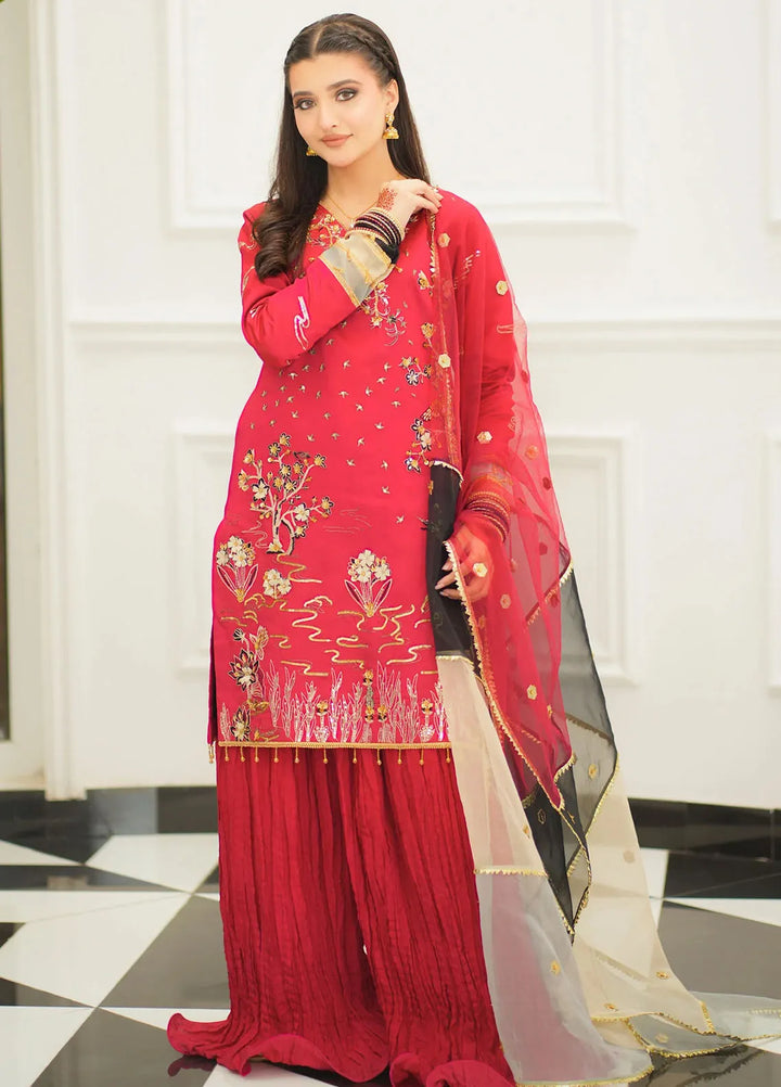 Fozia Khalid Pret Embroidered Sheesha Silk 3 Piece Suit Naqsh