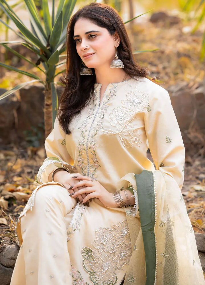 Fozia Khalid Pret Embroidered Sheesha Silk 3 Piece Suit Ruhab