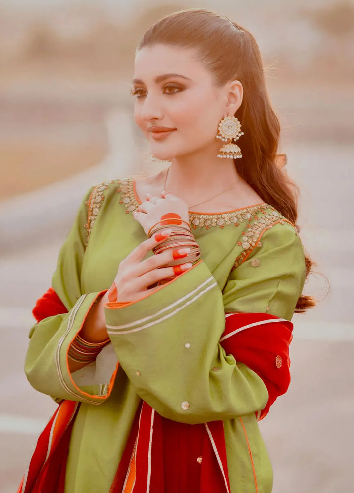 Fozia Khalid Pret Embroidered Sheesha Silk 3 Piece Suit Waniya