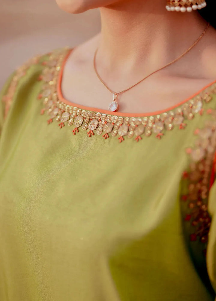 Fozia Khalid Pret Embroidered Sheesha Silk 3 Piece Suit Waniya