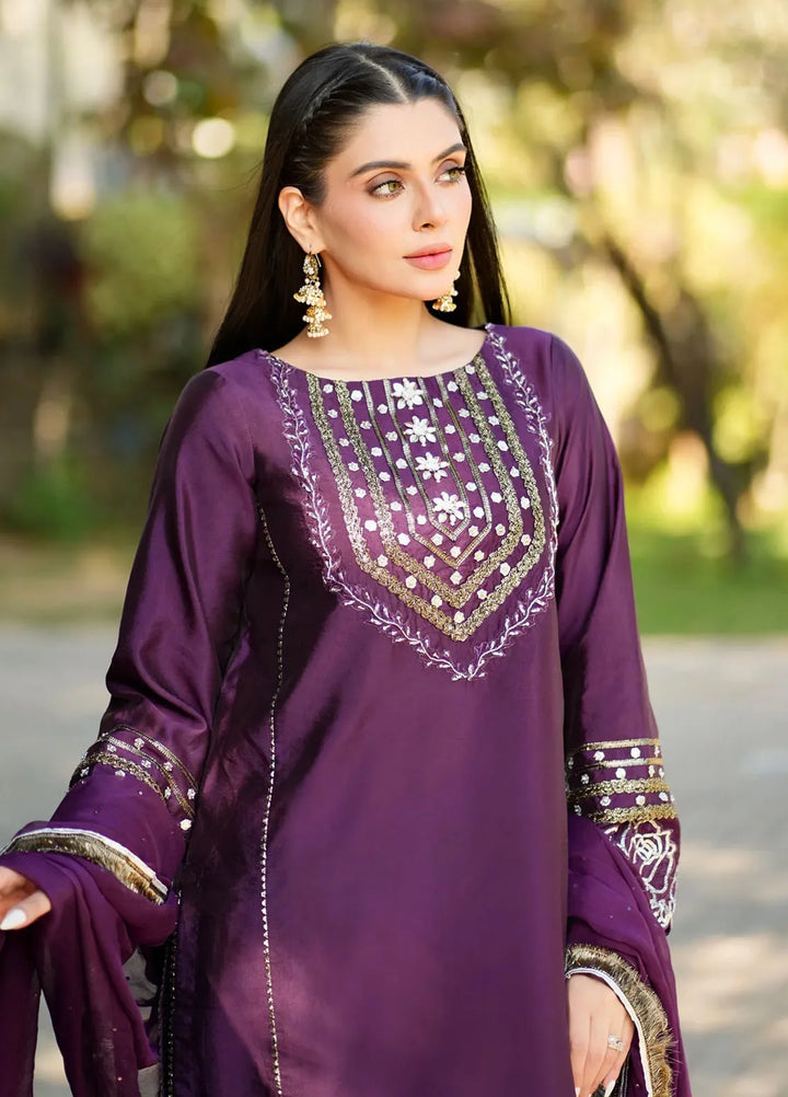 Fozia Khalid Pret Embroidered Sheesha Silk 3 Piece Suit Zeb
