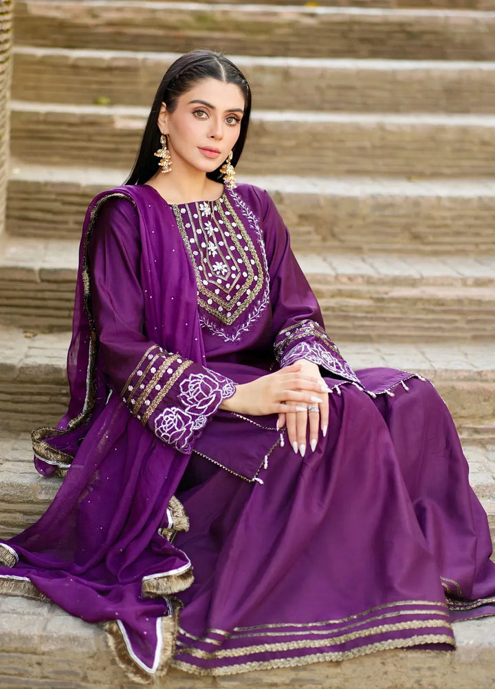 Fozia Khalid Pret Embroidered Sheesha Silk 3 Piece Suit Zeb