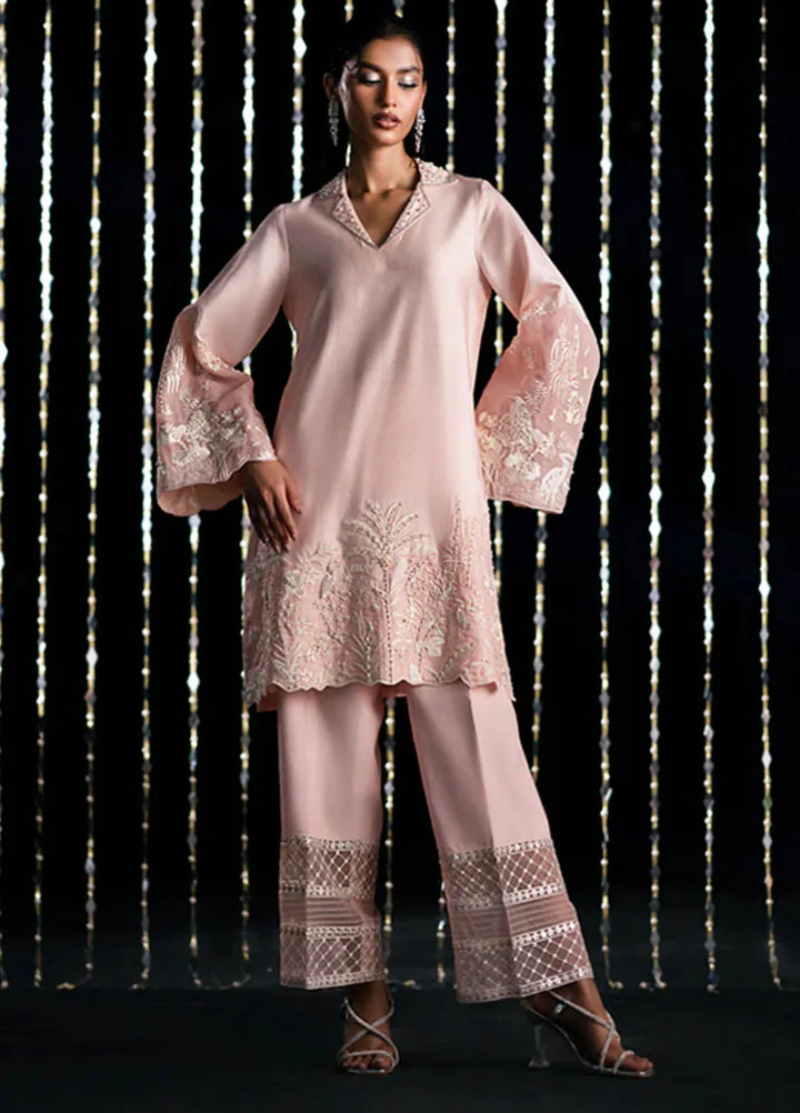 Fozia Khalid Pret Embroidered Silk 2 Piece Suit Aura