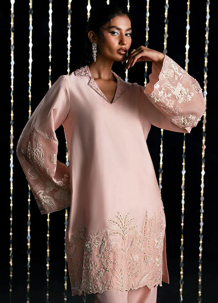 Fozia Khalid Pret Embroidered Silk 2 Piece Suit Aura