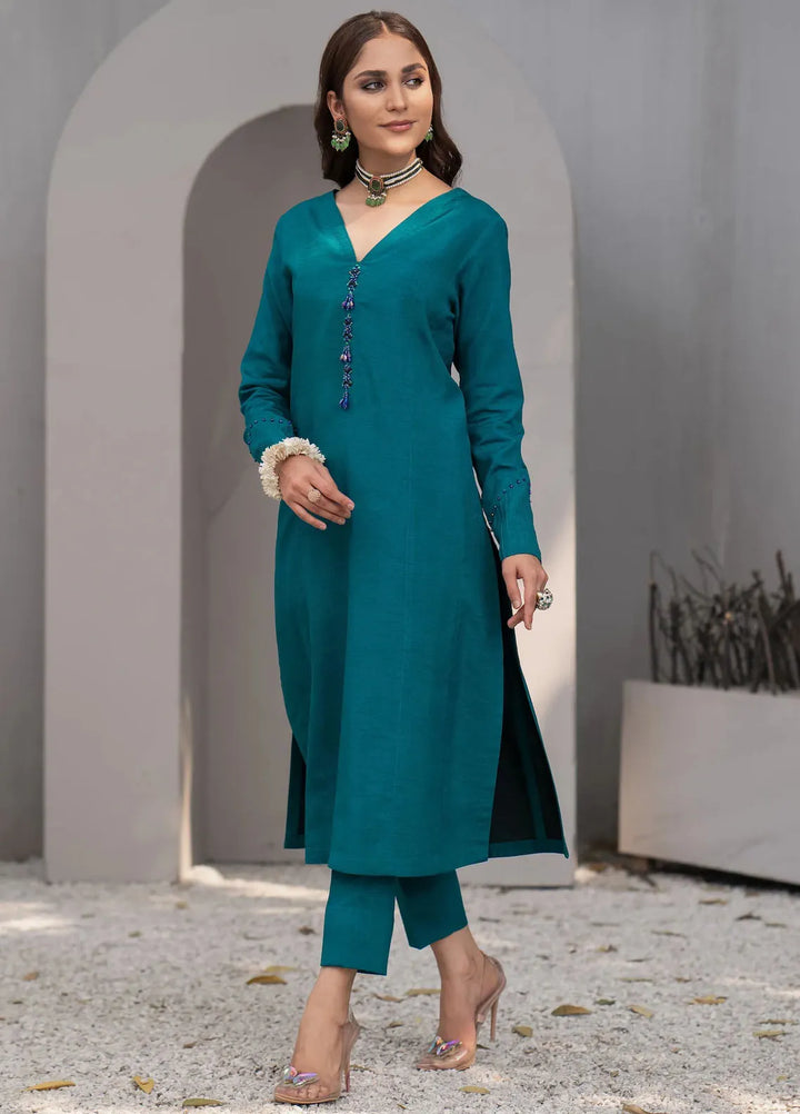 Fozia Khalid Pret Embroidered Silk 2 Piece Suit FK-W-03