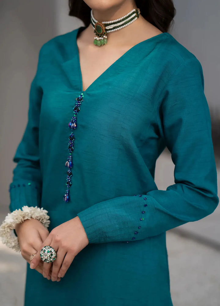 Fozia Khalid Pret Embroidered Silk 2 Piece Suit FK-W-03