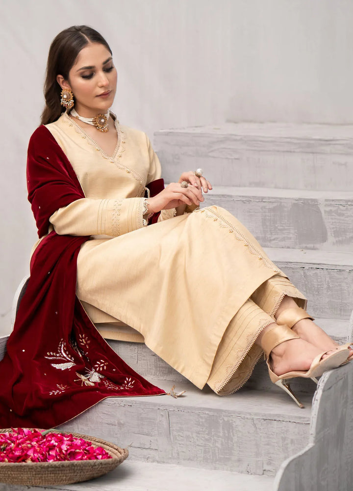 Fozia Khalid Pret Embroidered Silk 2 Piece Suit FK-W-06