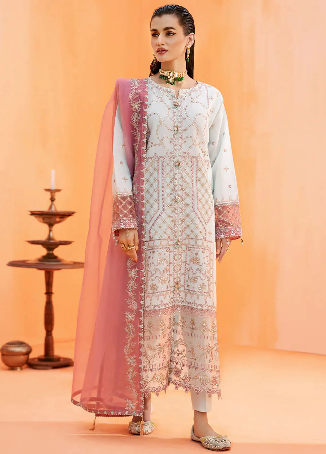 Fozia Khalid Pret Embroidered Silk 2 Piece Suit FK-W-05