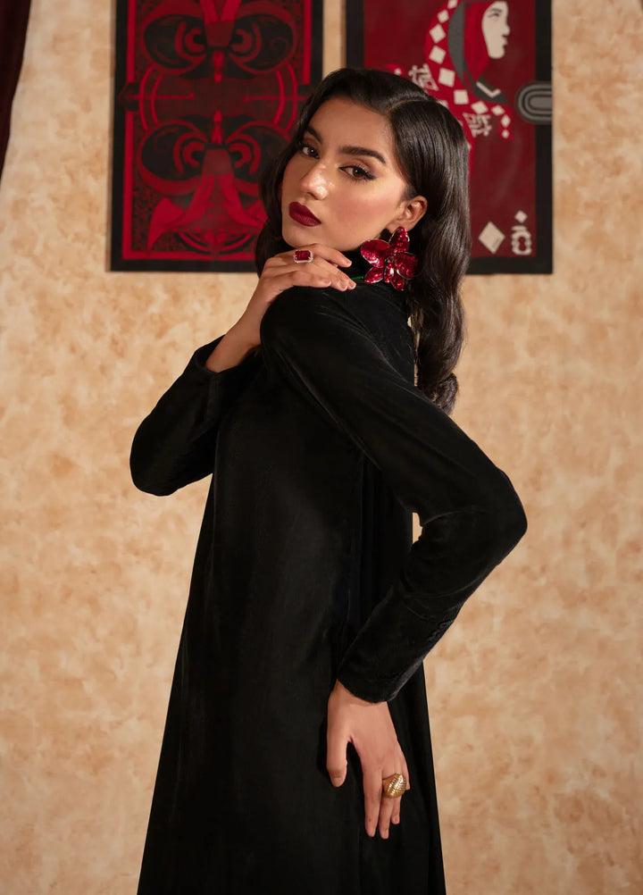 Fozia Khalid Pret Embroidered Velvet Maxi Shadow