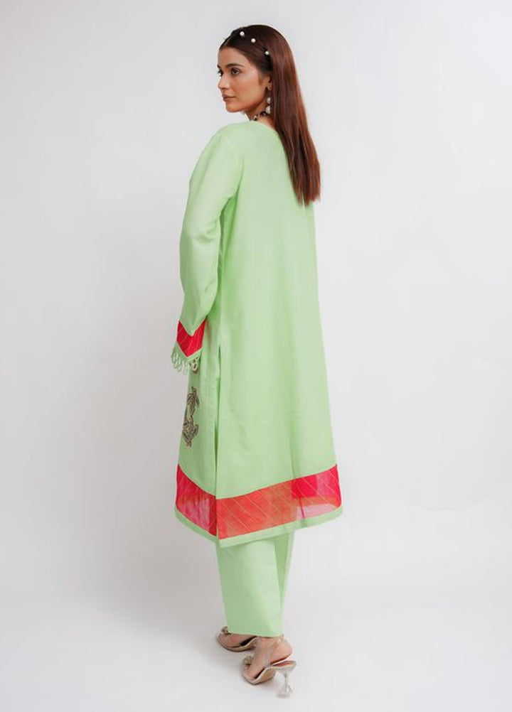 Fozia Khalid Pret Solid Cotton 2 Piece Suit Hevin