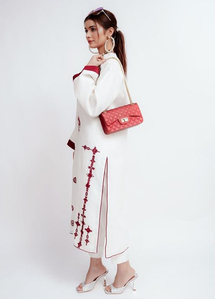 Fozia Khalid Pret Solid Cotton 2 Piece Suit Isra