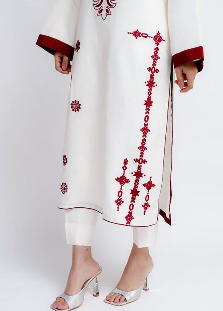 Fozia Khalid Pret Solid Cotton 2 Piece Suit Isra