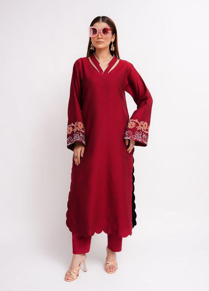 Fozia Khalid Pret Solid Cotton 2 Piece Suit Miya
