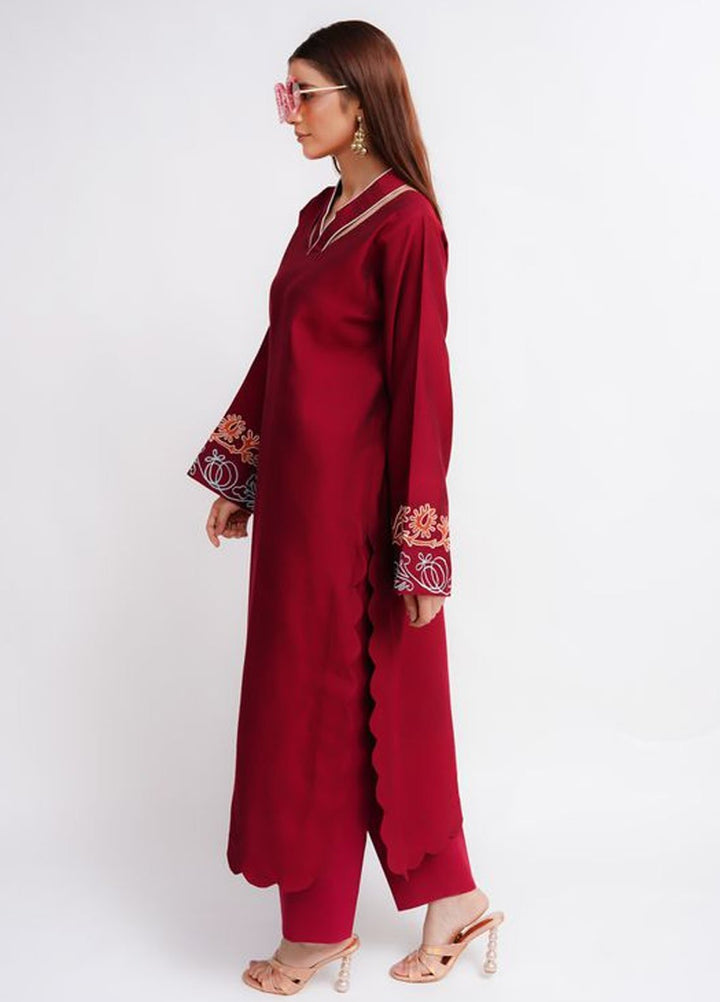 Fozia Khalid Pret Solid Cotton 2 Piece Suit Miya