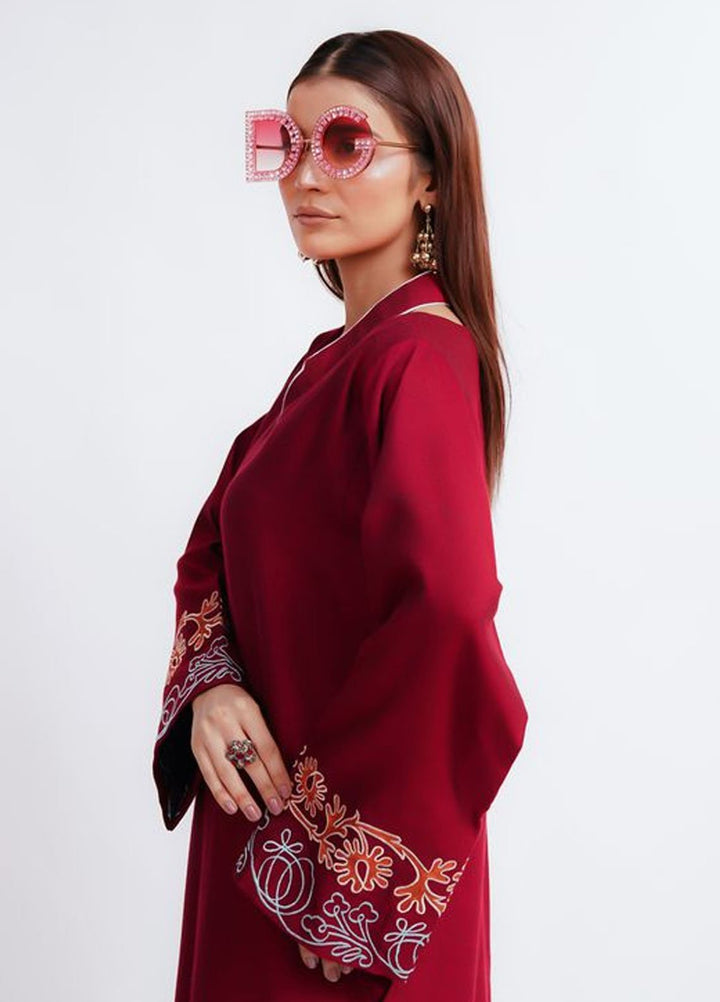 Fozia Khalid Pret Solid Cotton 2 Piece Suit Miya