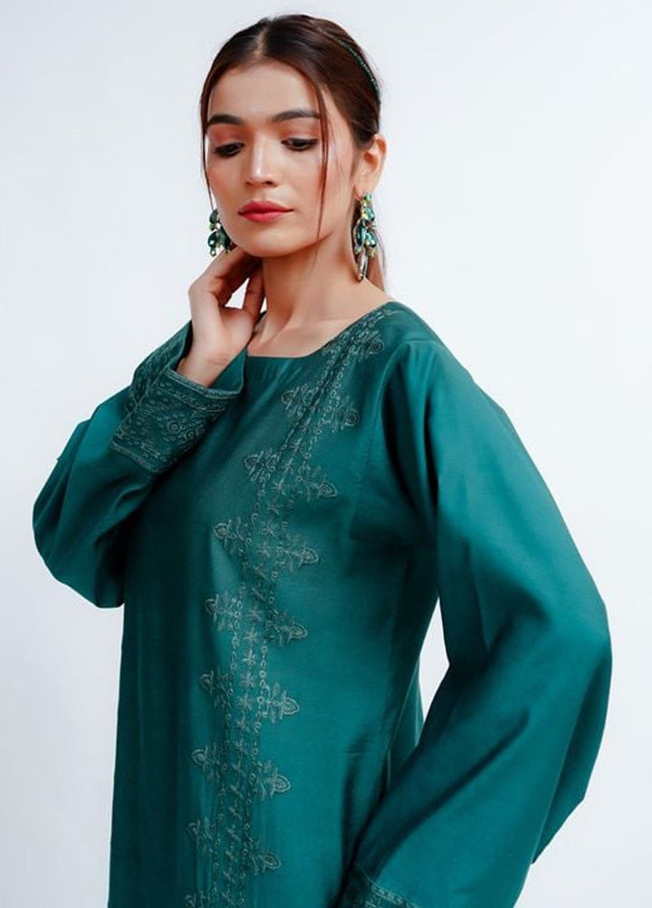 Fozia Khalid Pret Solid Cotton 2 Piece Suit Syrah