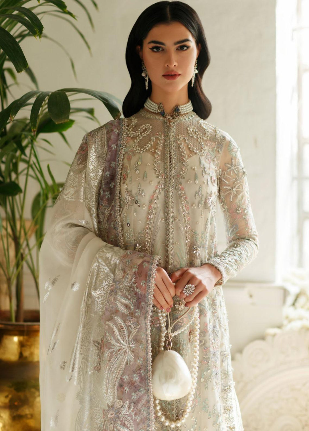 Freeshia by Suffuse Sana Yasir Embroidered Organza Suits Unstitched 3 Piece FRS22WD Opal - Wedding Collection