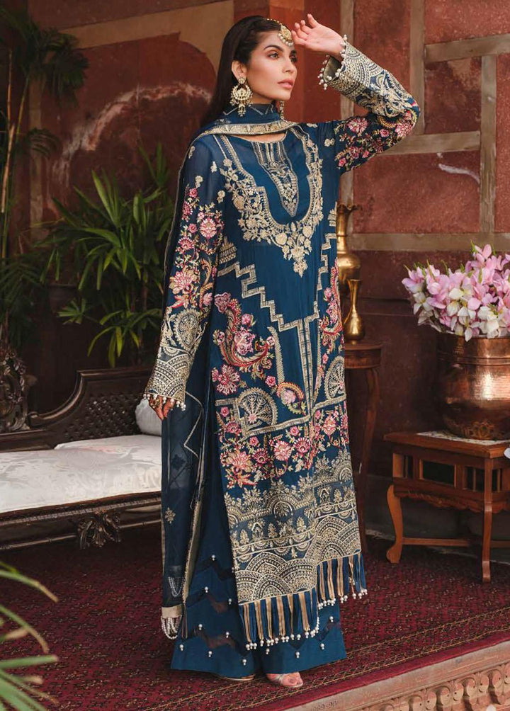Freesia Miraaj By Maryum N Maria Embroidered Chiffon Suits Unstitched 3 Piece MNM22FM FFD 0071 MIDNIGHT SAIL - Premium Collection