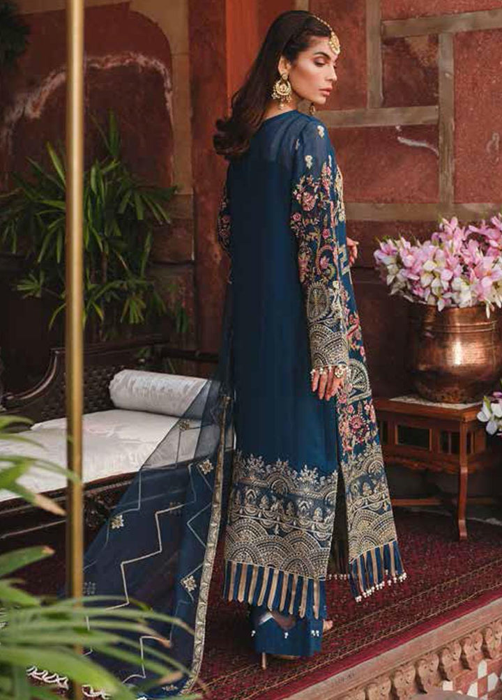 Freesia Miraaj By Maryum N Maria Embroidered Chiffon Suits Unstitched 3 Piece MNM22FM FFD 0071 MIDNIGHT SAIL - Premium Collection