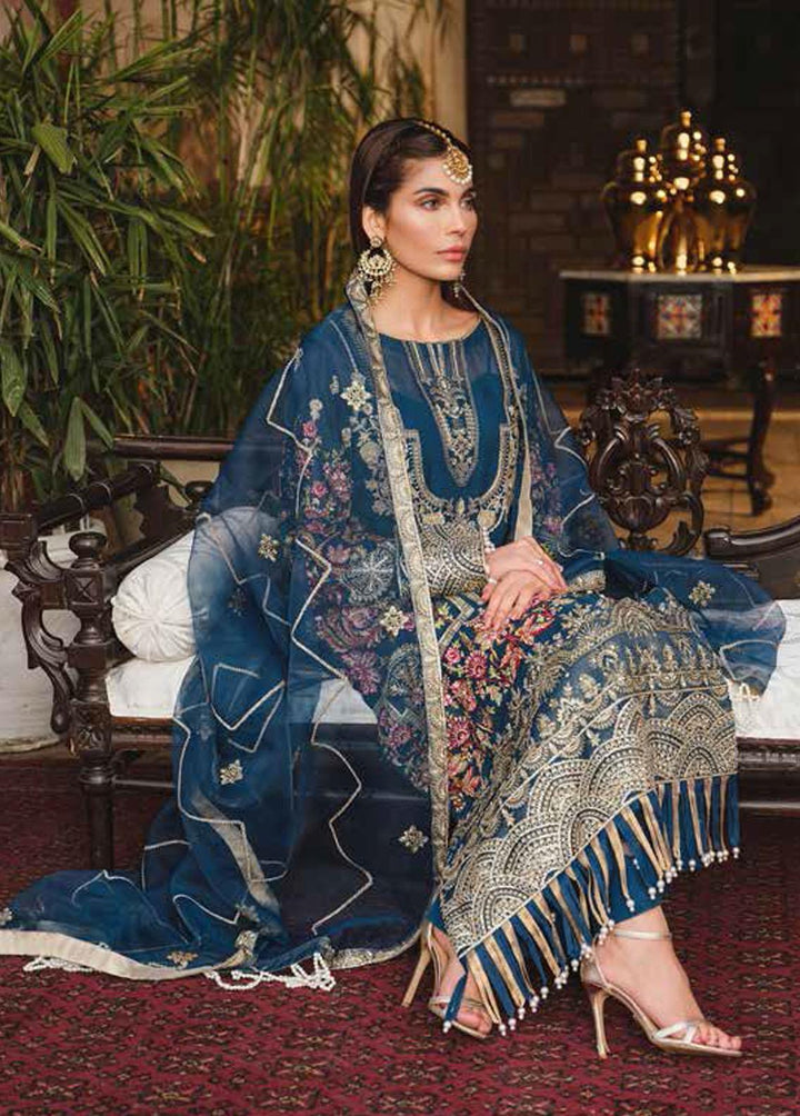 Freesia Miraaj By Maryum N Maria Embroidered Chiffon Suits Unstitched 3 Piece MNM22FM FFD 0071 MIDNIGHT SAIL - Premium Collection
