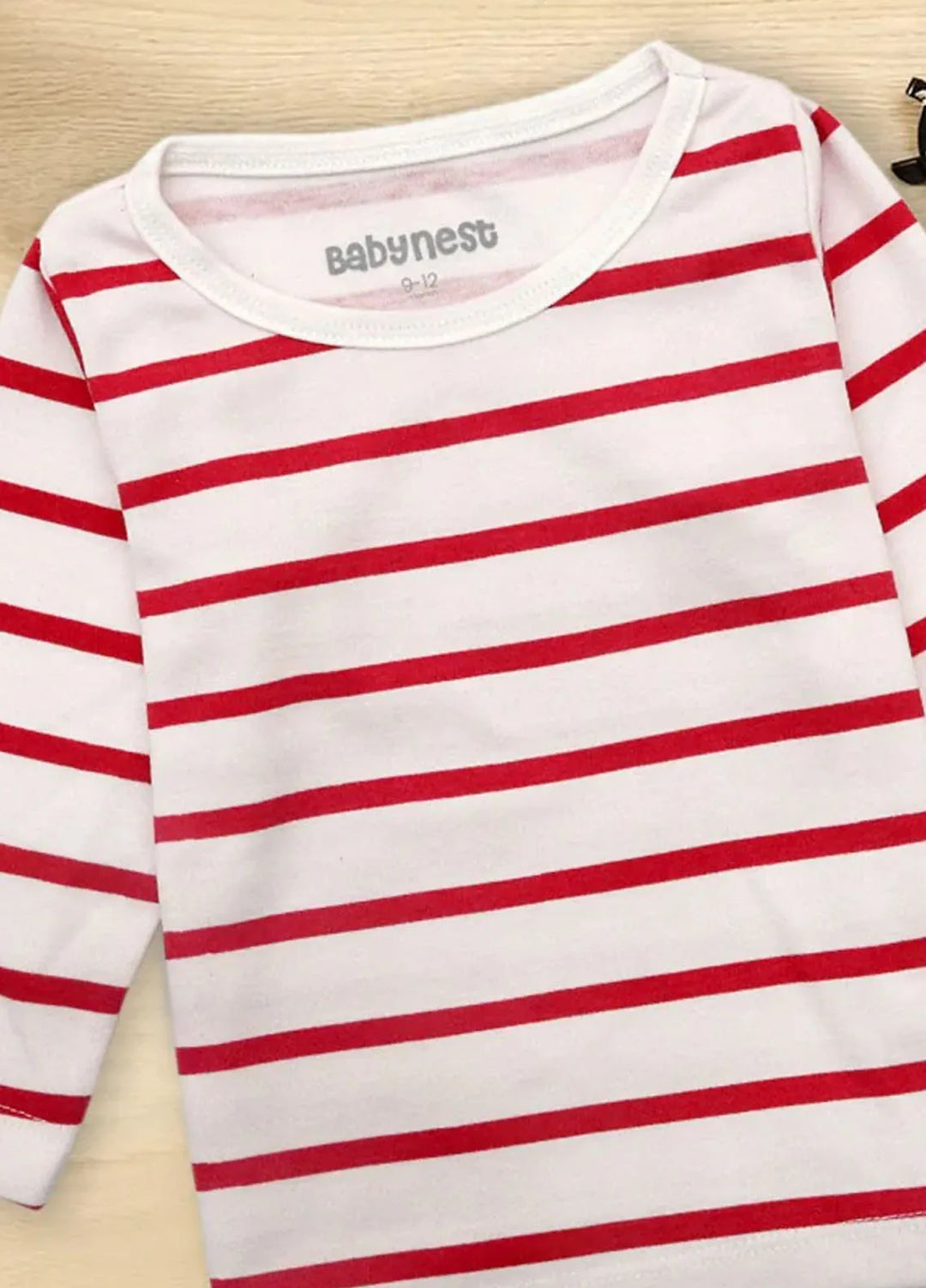 Baby Nest Full sleeves Knit Tshirt Pink and White - SBT-334