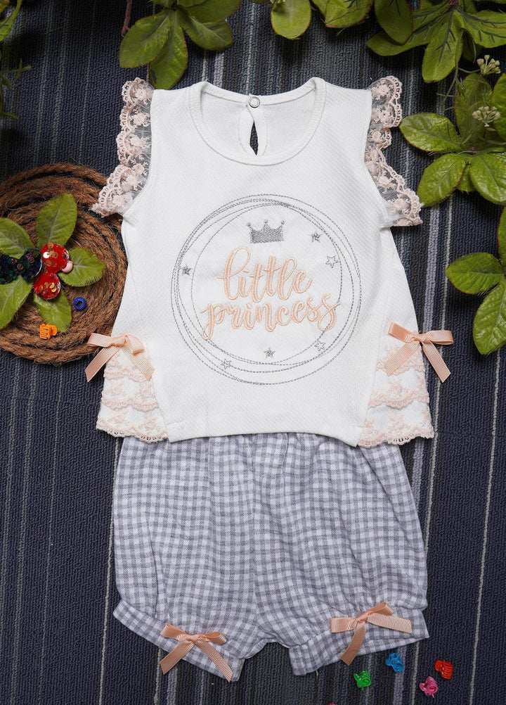 Sanaulla Exclusive Range Cotton Fancy Girls Suits -  128202 Off White